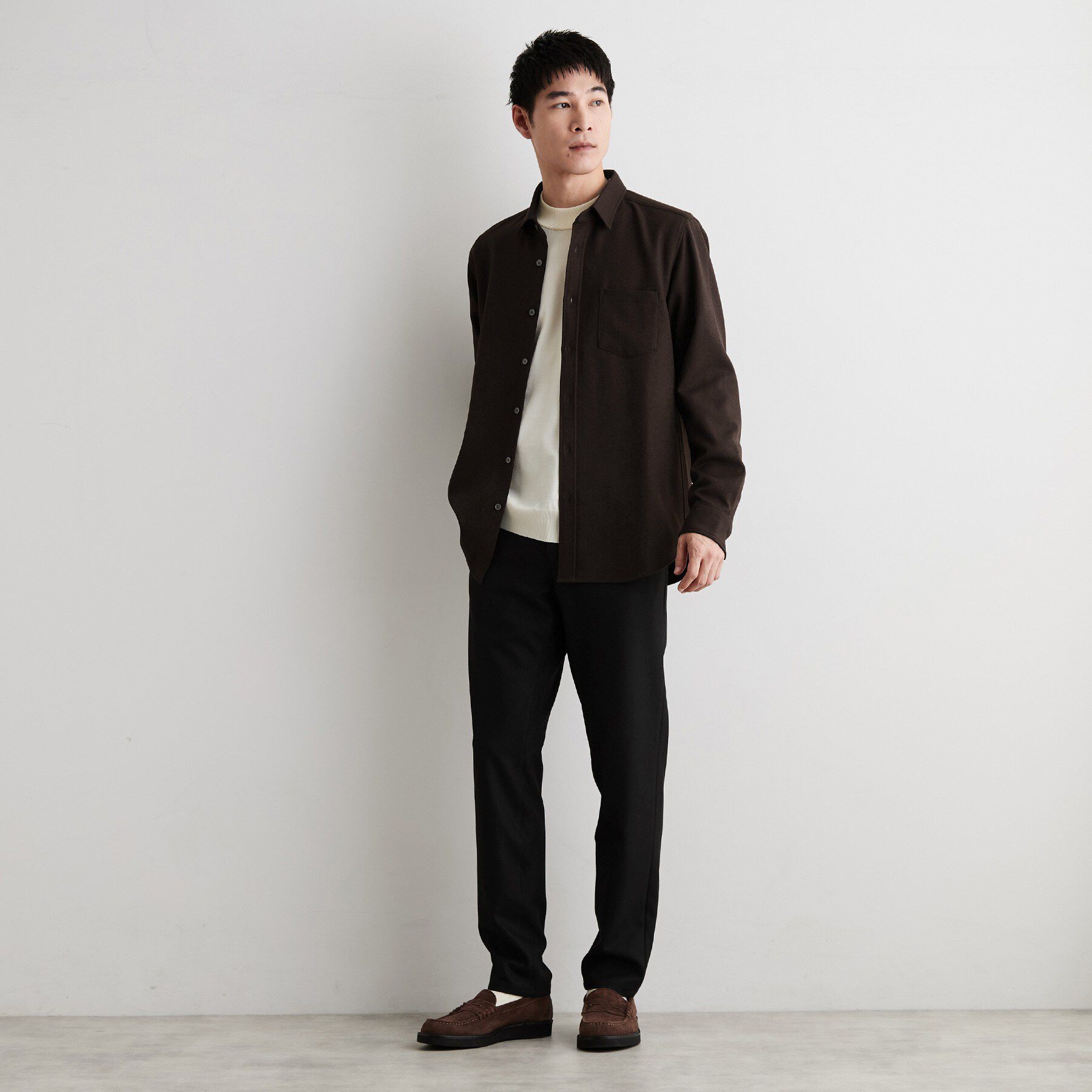 THE SHOP TK「【洗濯機OK】ウールライク 長袖オックスシャツ」|シャツ・ブラウス|