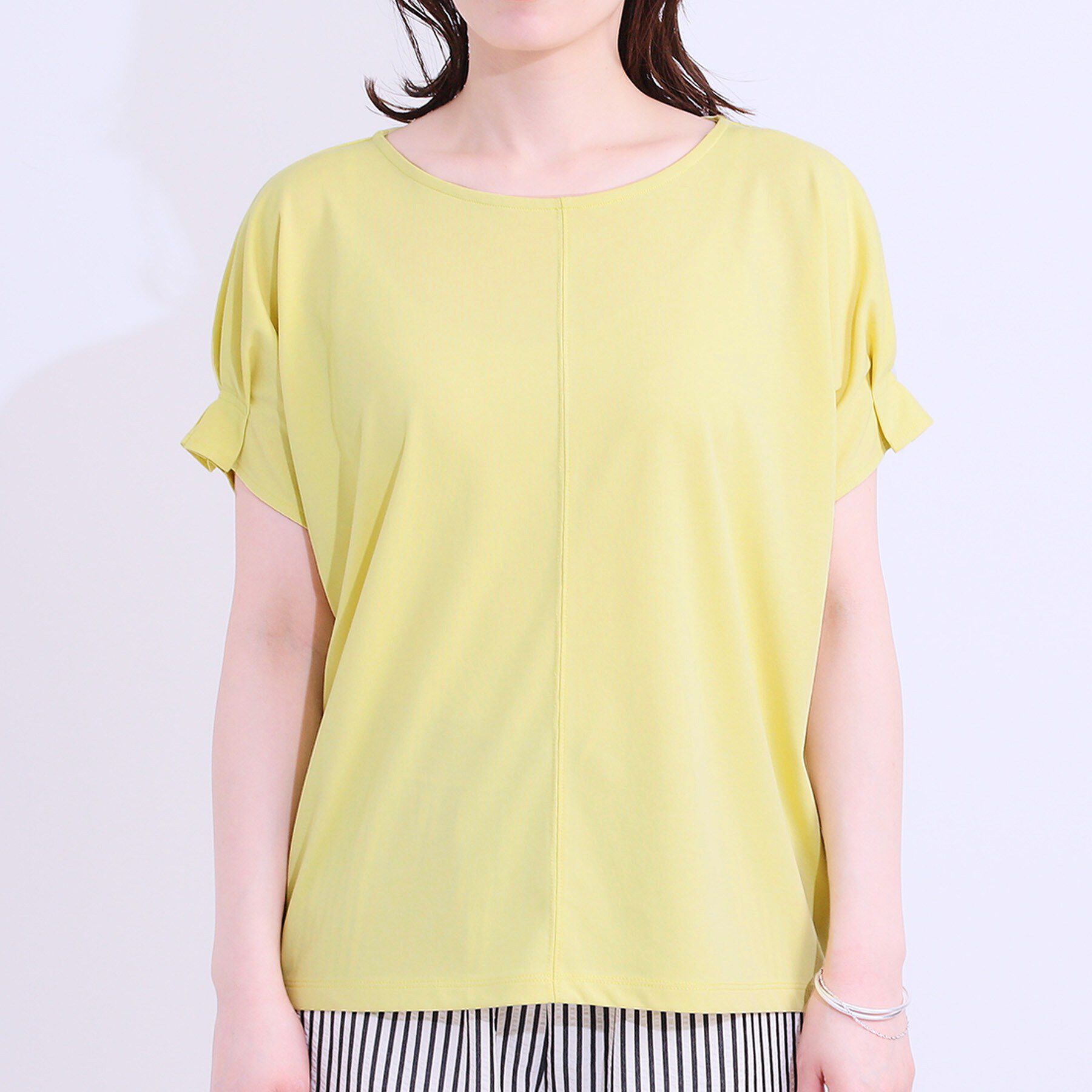 SHOO･LA･RUE「【S-LL/UV/プチプラ】お袖タックで好印象 デザインTシャツ」|Tシャツ・カットソー|