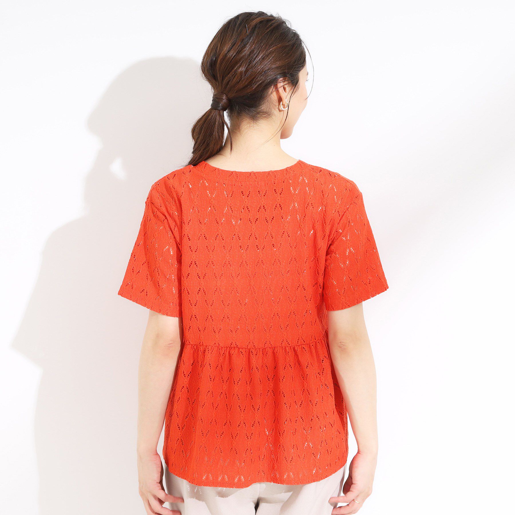 SHOO･LA･RUE「【S-LL】インせず決まる レースペプラムトップス」|Tシャツ・カットソー|