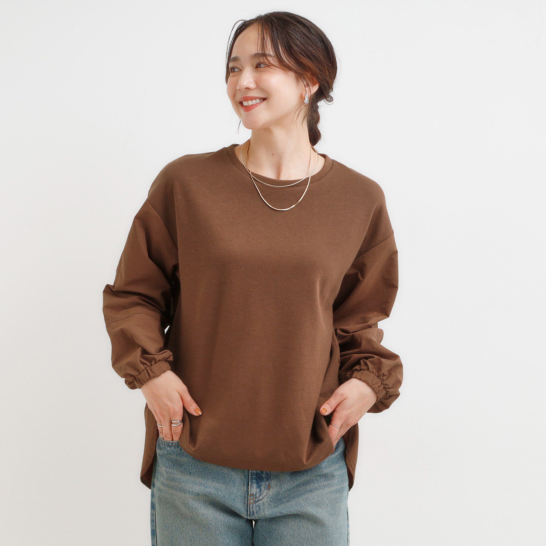 SHOO･LA･RUE「【S-LL】インせず決まる 背中タック入り パフ袖トップス」|Tシャツ・カットソー|