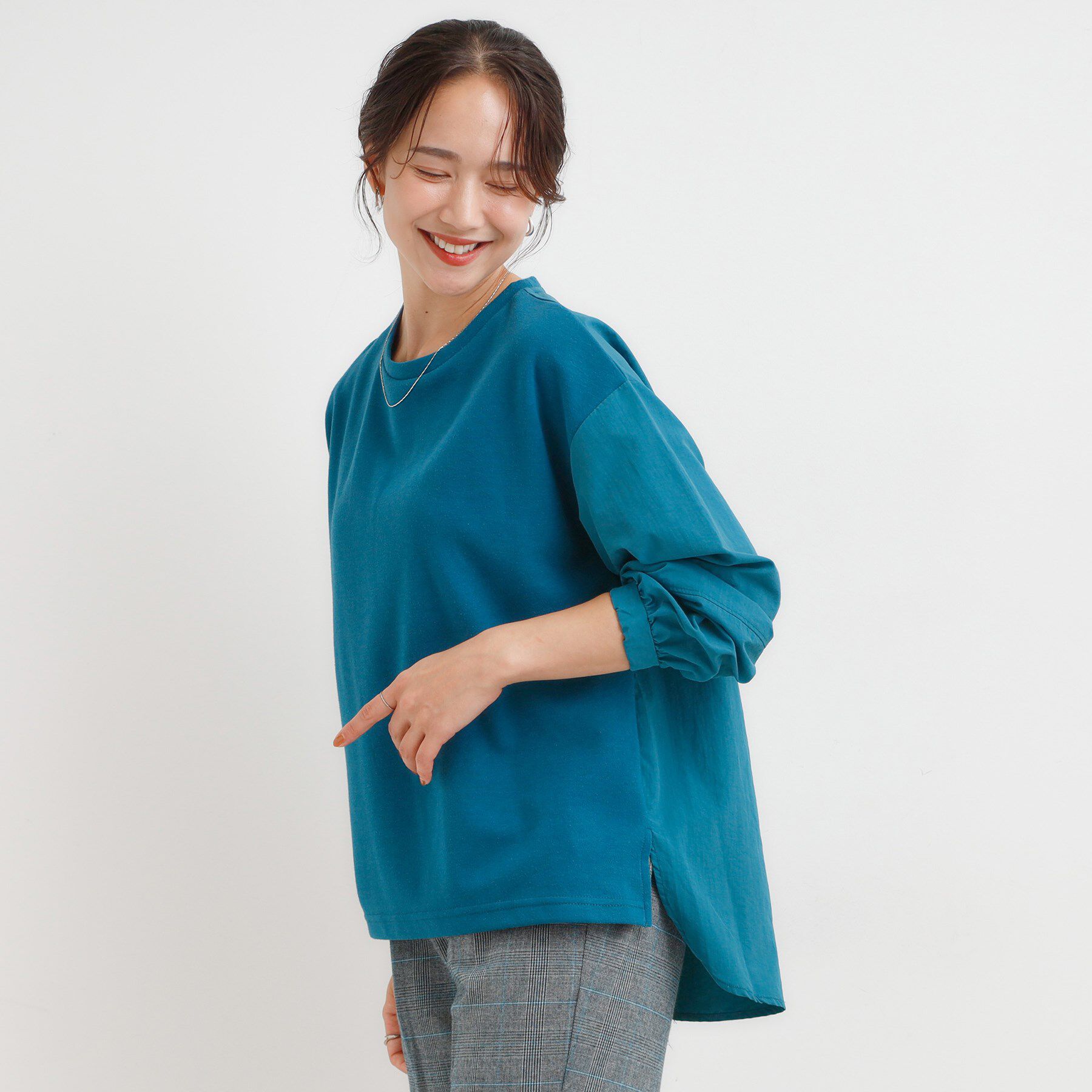 SHOO･LA･RUE「【S-LL】インせず決まる 背中タック入り パフ袖トップス」|Tシャツ・カットソー|