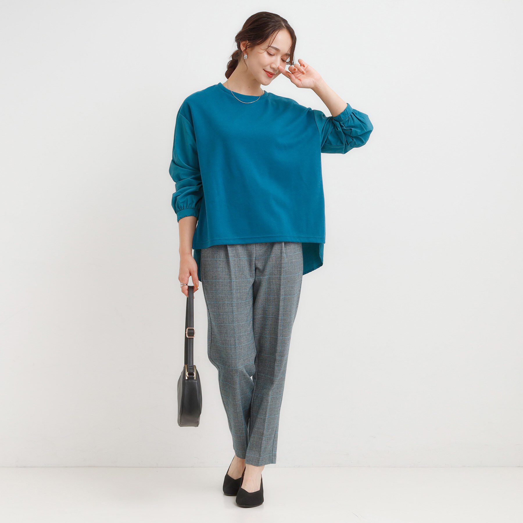 SHOO･LA･RUE「【S-LL】インせず決まる 背中タック入り パフ袖トップス」|Tシャツ・カットソー|