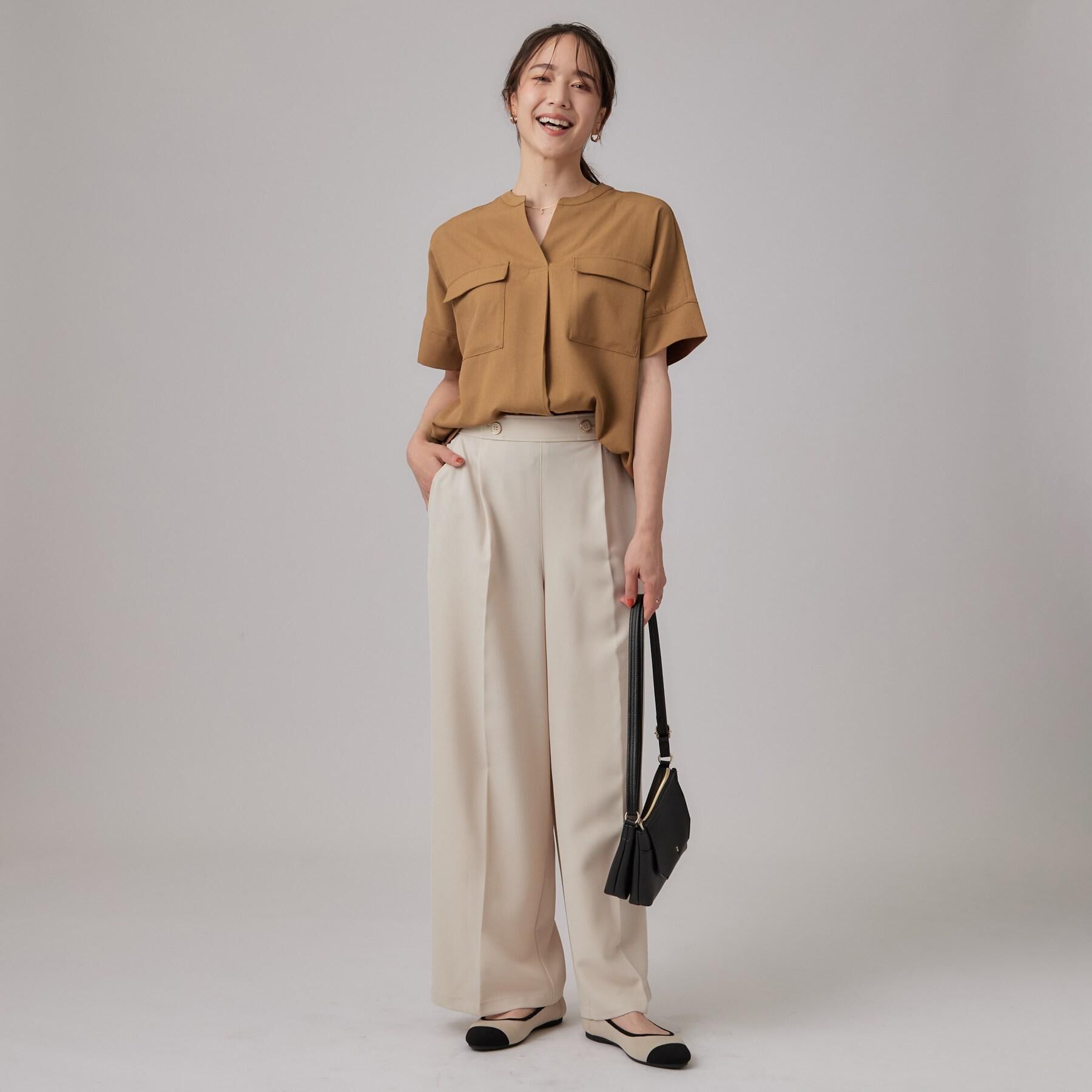 SHOO･LA･RUE「【着丈選べる/洗濯後しわになりにくい/S-LL】大人の上品シルエット センタープレスタックワイドパン」|その他|