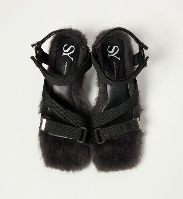 SY UNITED ARROWS「＜SY＞メタルヒール フェイクファー サンダル50&uarr;」|サンダル|