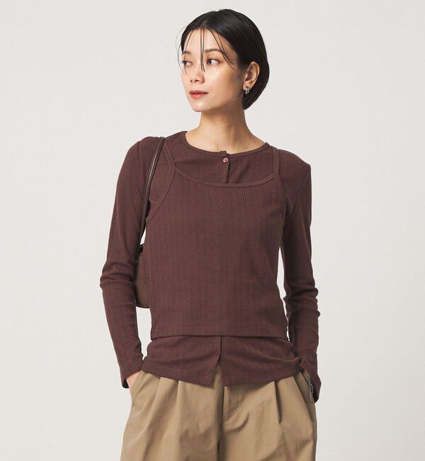 UNITED ARROWS green label relaxing「【別注】＜Healthknit＞レイヤード プルオーバーカットソー」|Tシャツ・カットソー|DK.BROWN