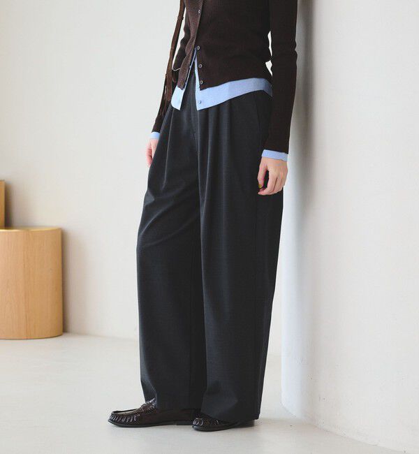 BEAUTY&YOUTH UNITED ARROWS「毛ポリエステルブレンド ワイドタックパンツ 防シワ ウォッシャブル」|その他|DK.GRAY