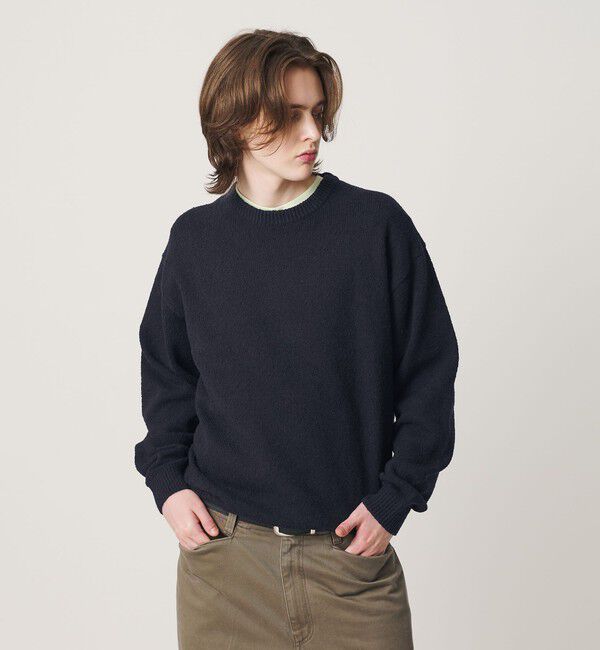BEAUTY&YOUTH UNITED ARROWS「クリンプ コットン クルーネック ニット」|ニット・セーター|