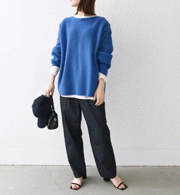 SHIPS any「SHIPS any: AQUA カシミヤ ミックス ボートネック ニット プルオーバー」|ニット・セーター|