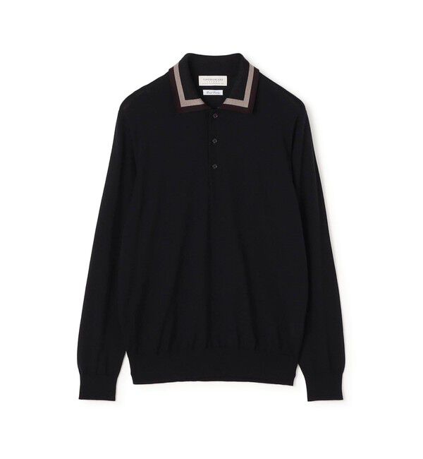 TOMORROWLAND MENS「TOMORROWLAND tricot スーパーファインメリノウール ラインニットポロシャツ S-WOOL」|ニット・セーター|18 ブラック系