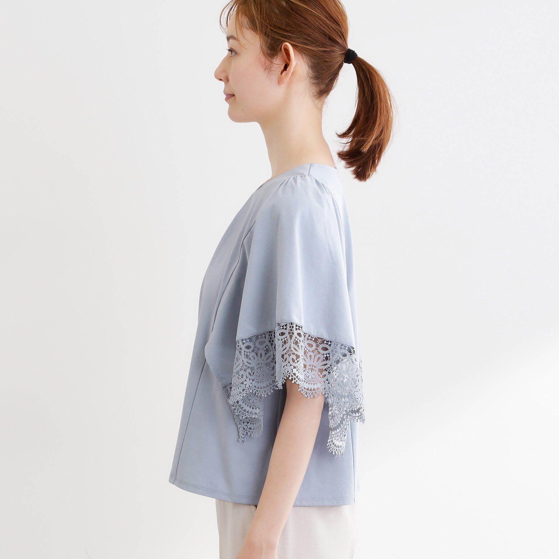 Reflect「【UVカット／接触冷感】レーススリーブジャージカットソー」|Tシャツ・カットソー|