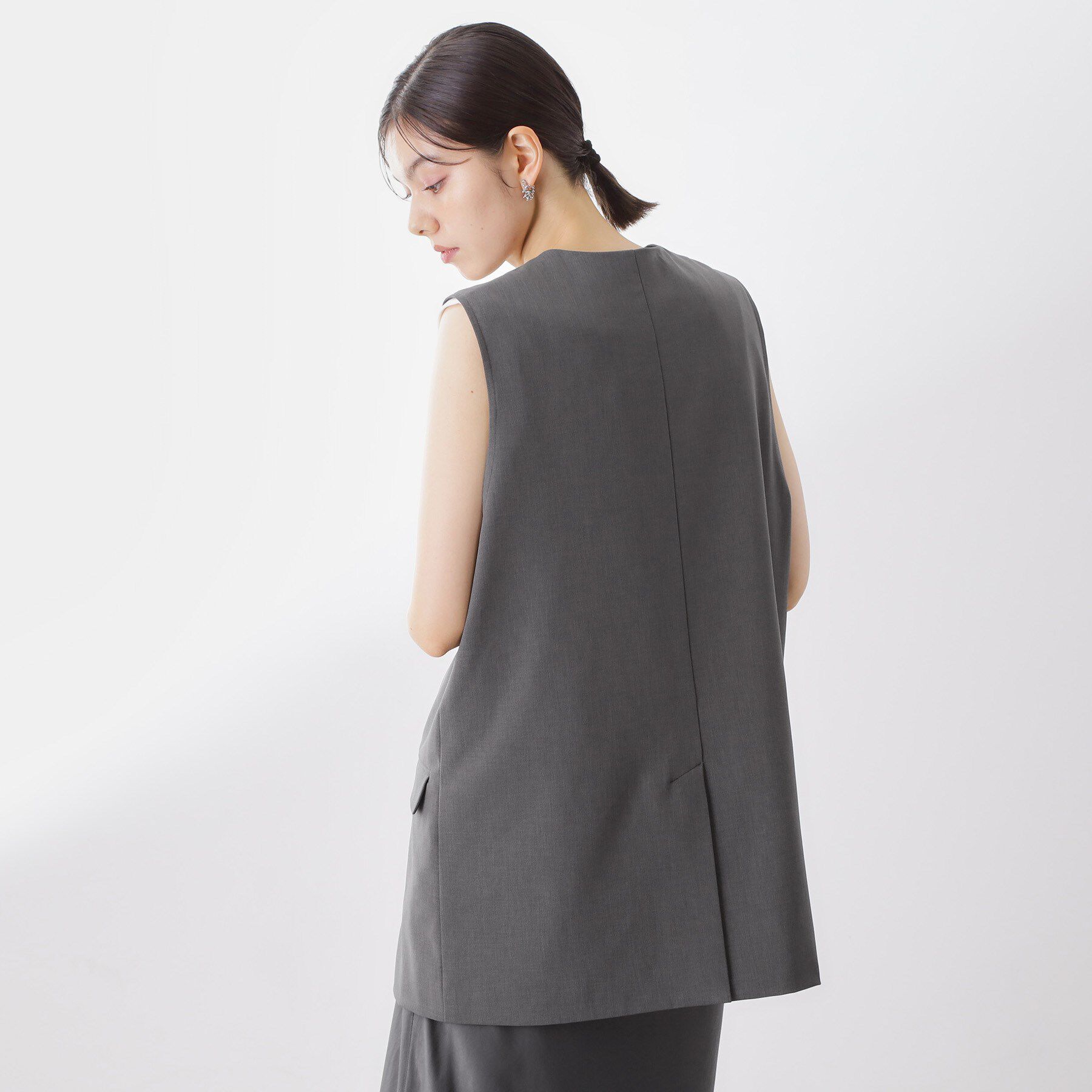 THE SHOP TK「ノーカラージレ【セットアップ可/洗濯機OK】」|ベスト・ジレ|