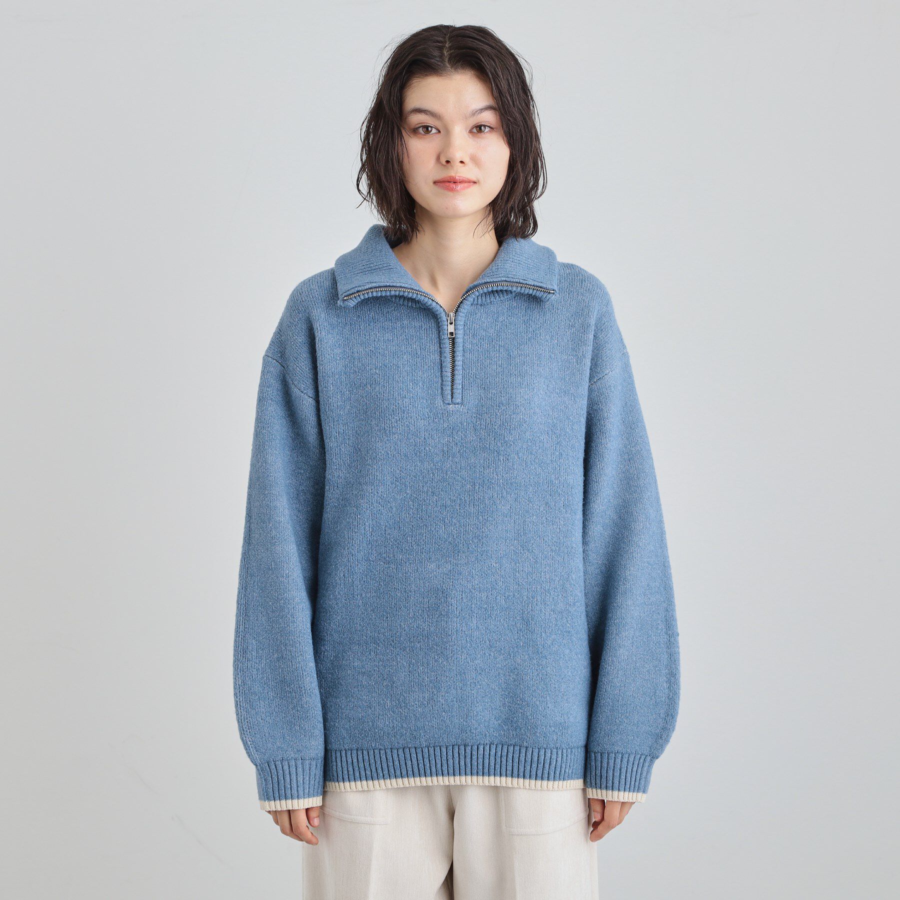 THE SHOP TK「【洗える】ほど良くラフで女性らしい ハーフZIPニット」|ニット・セーター|