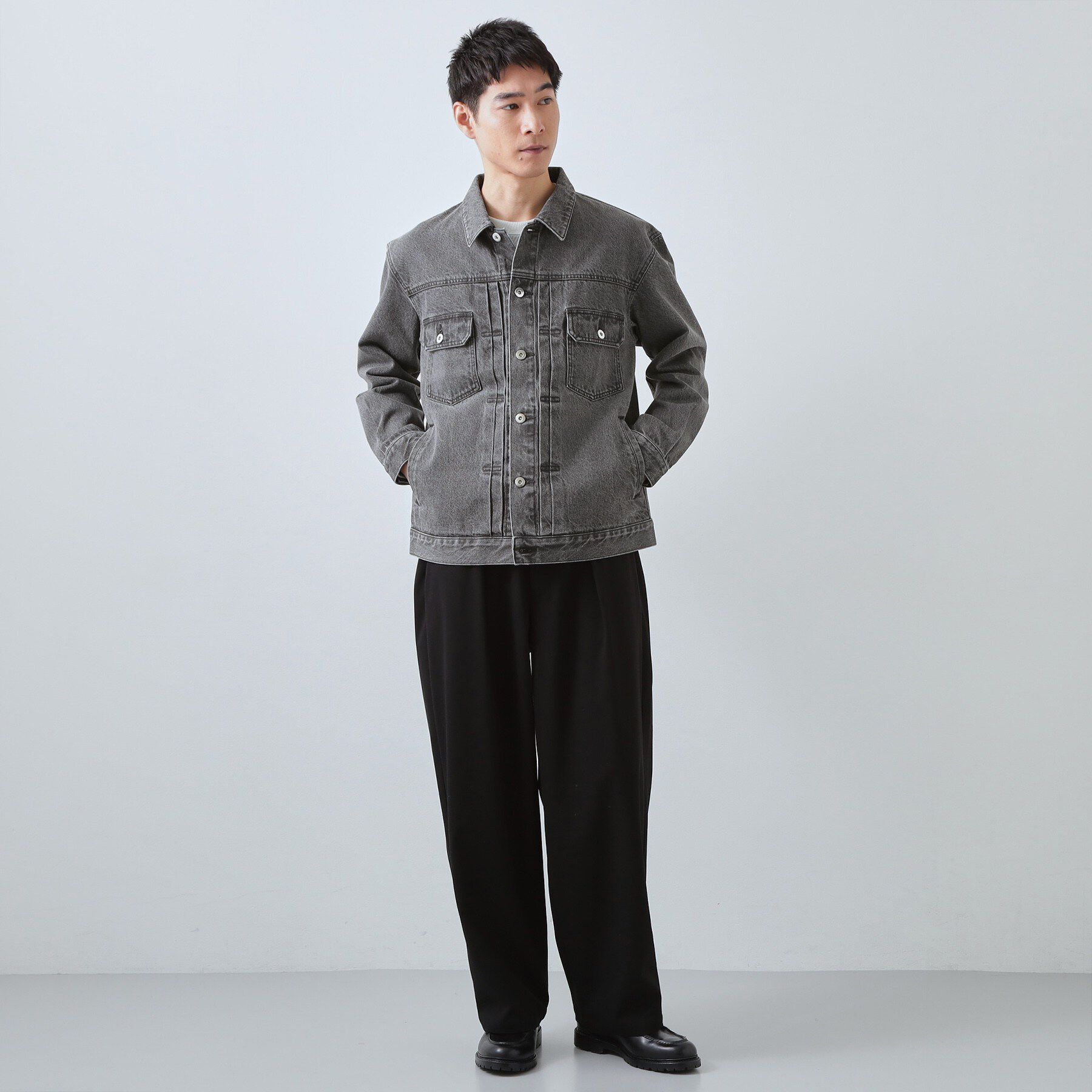 THE SHOP TK「【大人にも取り入れやすい】デニムジャケット セットアップ可/洗濯機OK」|ブルゾン・スタジャン|