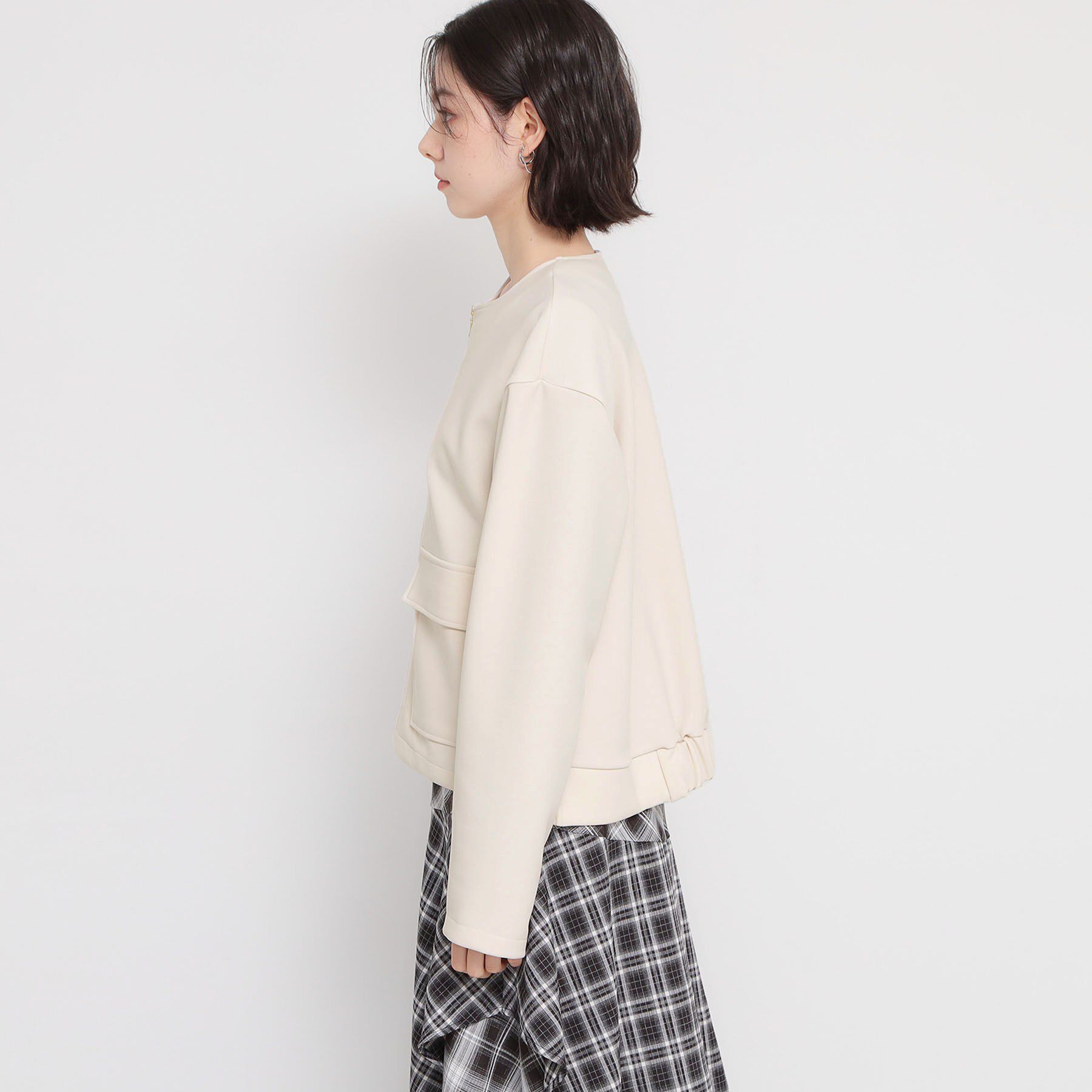 THE SHOP TK「【オンオフ問わず活躍】ダンボールカルゼジャケット」|ノーカラージャケット|
