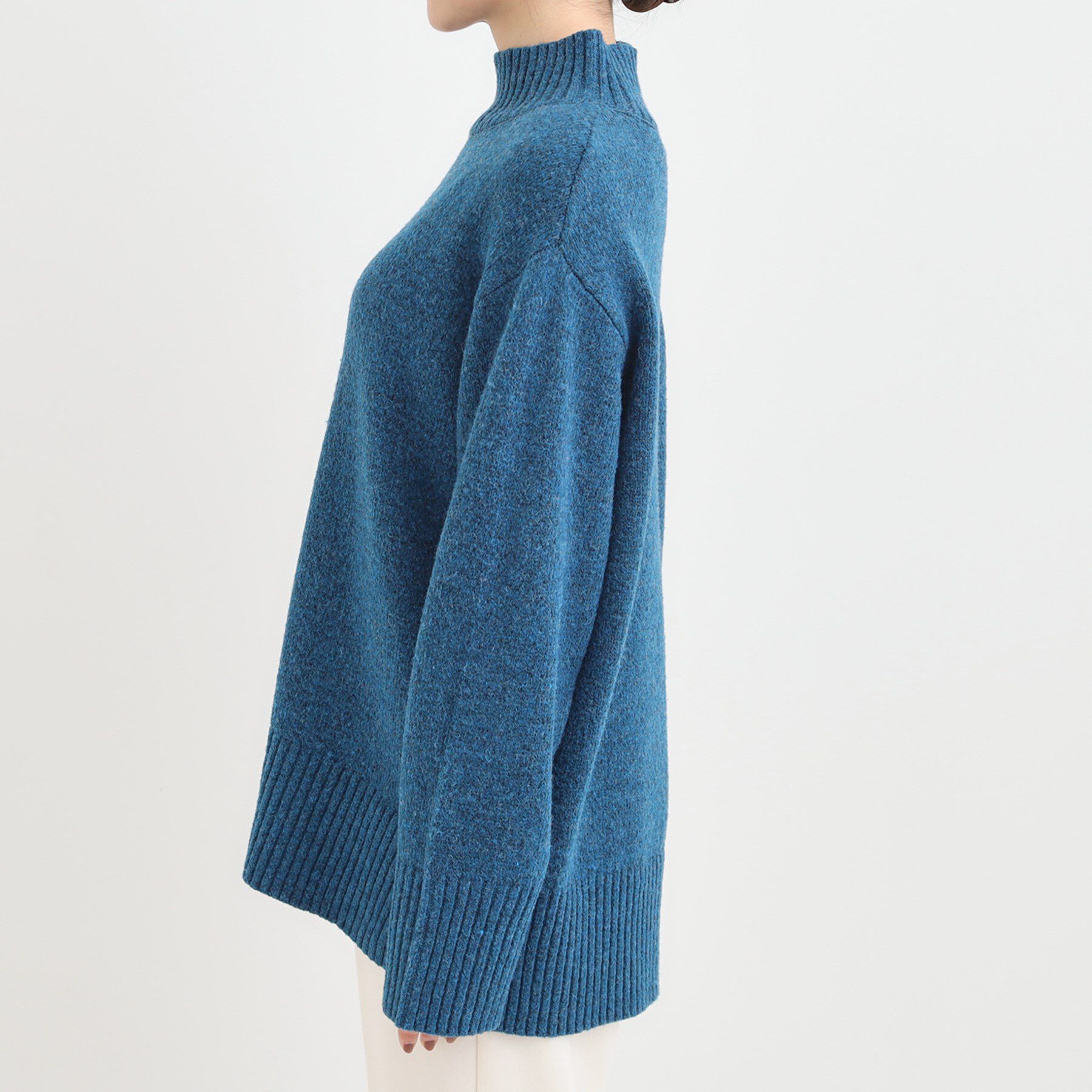 SHOO･LA･RUE「【S-LL】ゆるシルエットな メランジタートルニット」|ニット・セーター|