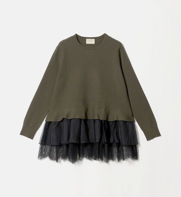 UNITED ARROWS「オーガンジー レース コンビ ニット ‐ウォッシャブル‐」|ニット・セーター|