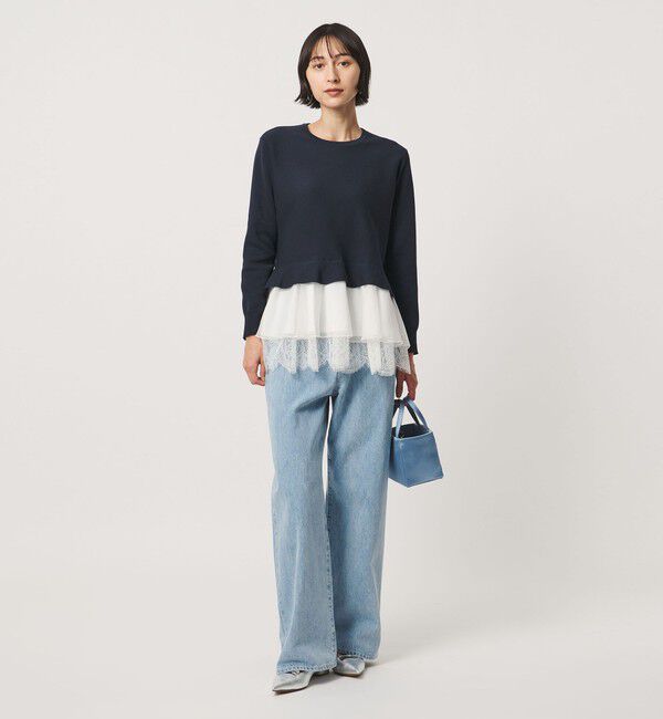 UNITED ARROWS「オーガンジー レース コンビ ニット ‐ウォッシャブル‐」|ニット・セーター|