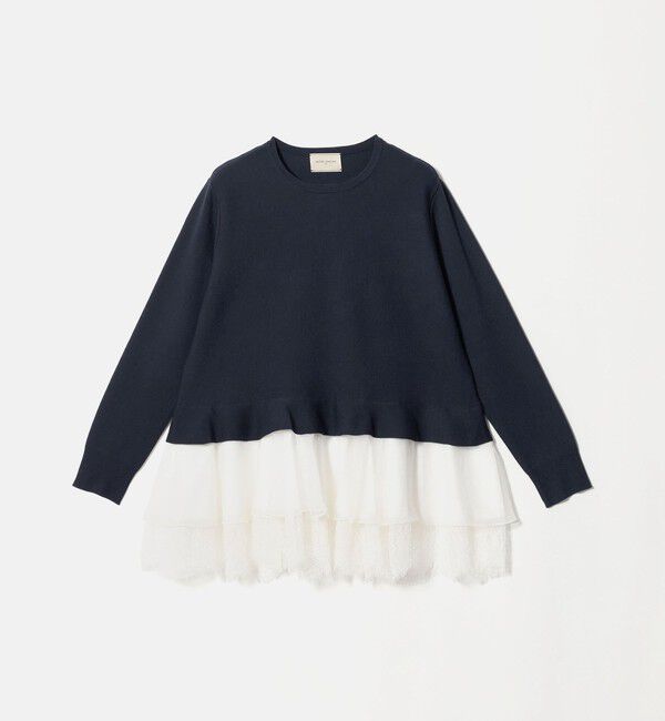 UNITED ARROWS「オーガンジー レース コンビ ニット ‐ウォッシャブル‐」|ニット・セーター|