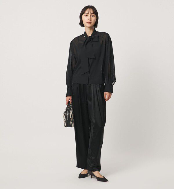 UNITED ARROWS「サテン ギャザー テーパード ワイドパンツ」|その他|
