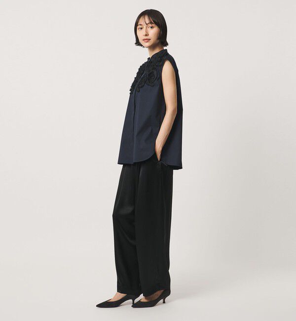 UNITED ARROWS「サテン ギャザー テーパード ワイドパンツ」|その他|