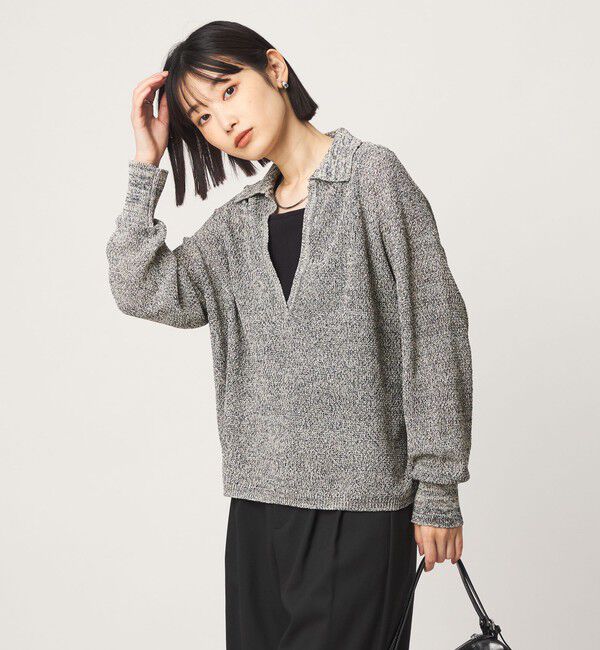 UNITED ARROWS green label relaxing「メランジ スキッパー ニット」|ニット・セーター|NAVY