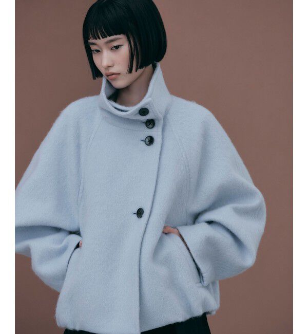 EMMEL REFINES「＜EMMEL REFINES＞EM スタンドシャギー コクーン コート」|その他|LT.BLUE