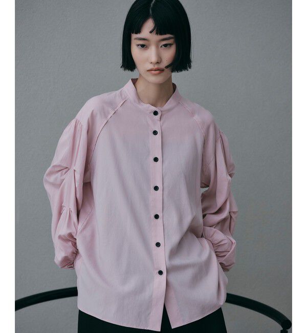 EMMEL REFINES「＜EMMEL REFINES＞EM バンドカラー ソデタック シャツ」|シャツ・ブラウス|PINK