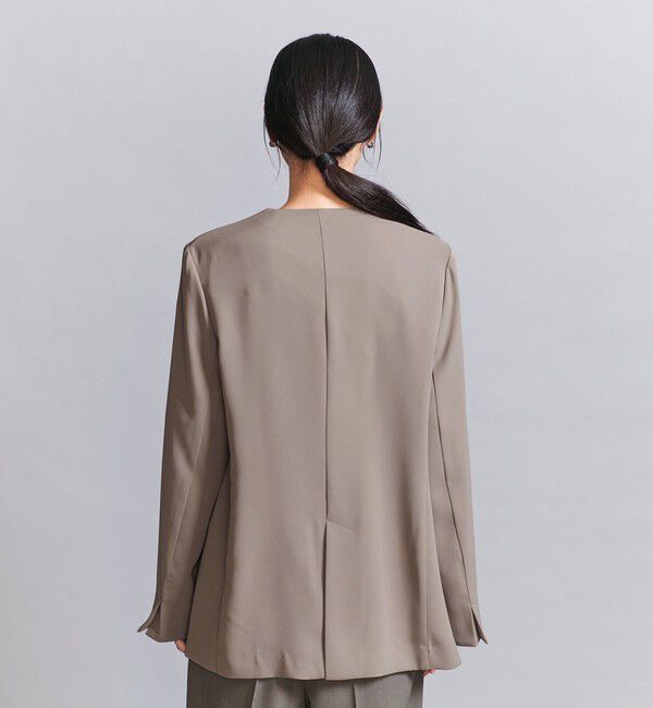 BEAUTY&YOUTH UNITED ARROWS「【WEB限定 Wardrobe DAILY MINIMAL】ダブルクロス カラーレスジャケット ウォッシャブル」|ノーカラージャケット|