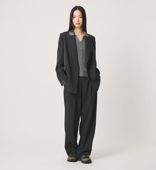 BEAUTY&YOUTH UNITED ARROWS「ポリエステルブレンド メランジ バックゴム ストレートパンツ 防シワ ウォッシャブル」|スラックス|
