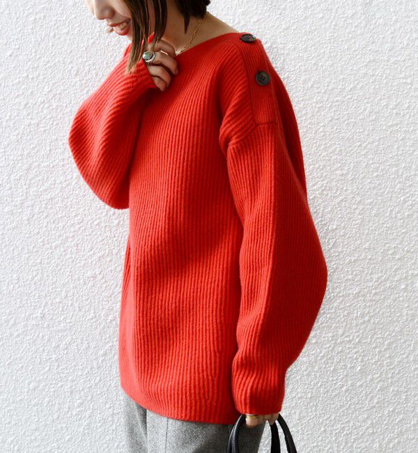 SHIPS any「SHIPS any: AQUA カシミヤ ミックス ボートネック ニット プルオーバー」|ニット・セーター|