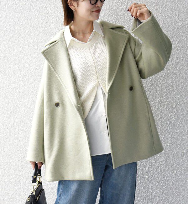 SHIPS any「《一部追加予約》【WEB限定】PURE WOOL コクーン テーラード ショート コート 26AW」|その他|グリーン