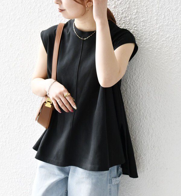 SHIPS any「〈接触冷感/汗染み防止加工/洗濯機可能〉Aライン フレンチスリーブ TEE」|Tシャツ・カットソー|