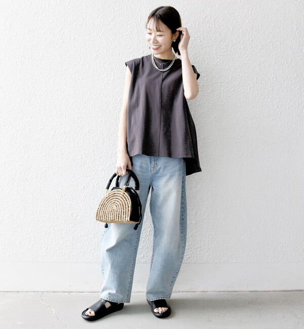 SHIPS any「〈接触冷感/汗染み防止加工/洗濯機可能〉Aライン フレンチスリーブ TEE」|Tシャツ・カットソー|