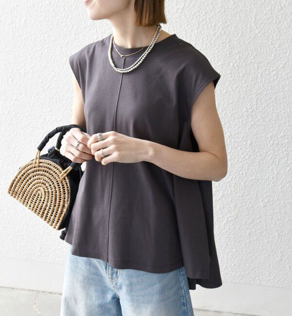 SHIPS any「〈接触冷感/汗染み防止加工/洗濯機可能〉Aライン フレンチスリーブ TEE」|Tシャツ・カットソー|
