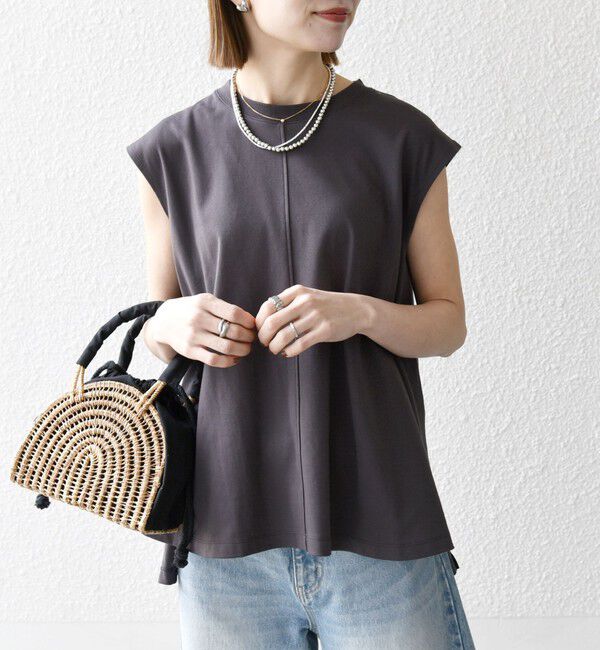 SHIPS any「〈接触冷感/汗染み防止加工/洗濯機可能〉Aライン フレンチスリーブ TEE」|Tシャツ・カットソー|
