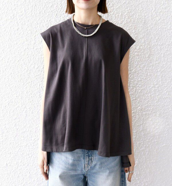 SHIPS any「〈接触冷感/汗染み防止加工/洗濯機可能〉Aライン フレンチスリーブ TEE」|Tシャツ・カットソー|