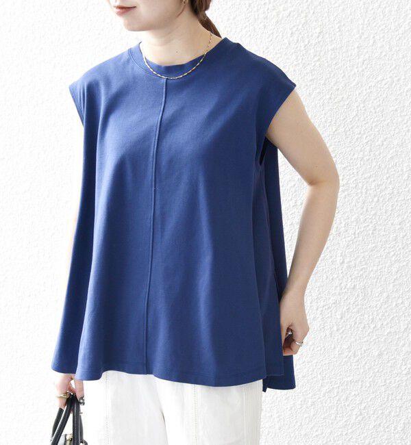 SHIPS any「〈接触冷感/汗染み防止加工/洗濯機可能〉Aライン フレンチスリーブ TEE」|Tシャツ・カットソー|