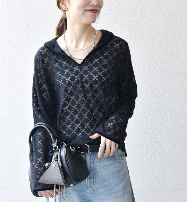 SHIPS any「SHIPS any:〈手洗い可能〉起毛 レース パイピング プルオーバー」|Tシャツ・カットソー|