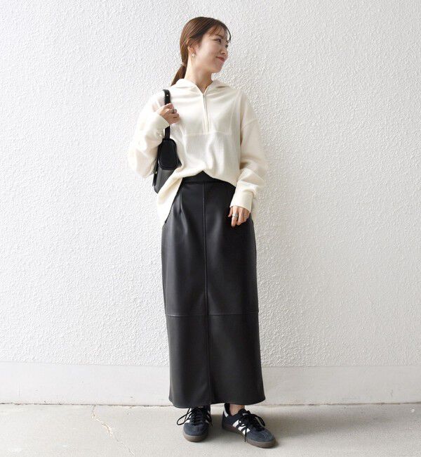 SHIPS any「SHIPS any:〈手洗い可能〉起毛 ワッフル ハーフジップ フーディー プルオーバー」|Tシャツ・カットソー|