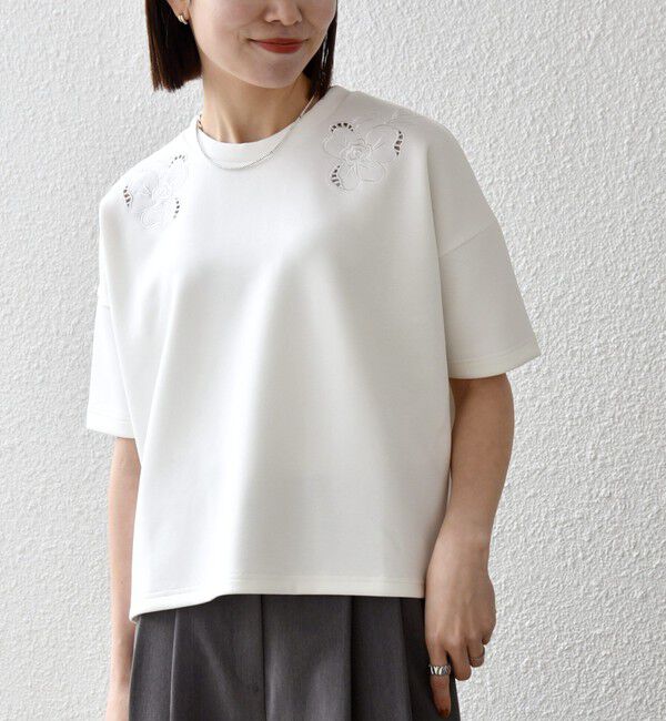 SHIPS any「〈洗濯機可能〉エンブロイダリー ショートスリーブ プルオーバー」|Tシャツ・カットソー|