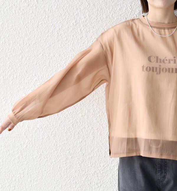 SHIPS any「〈手洗い可能〉シアー ワイド トップス  &times; フレンチ ロゴ TEE」|シャツ・ブラウス|