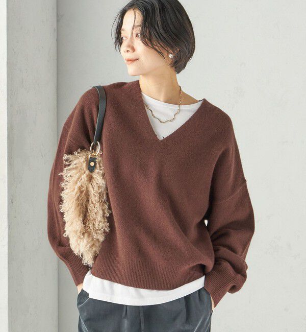 SHIPS for women「〈手洗い可能〉ウール カシミヤ V ネック プルオーバー」|ニット・セーター|ブラウン