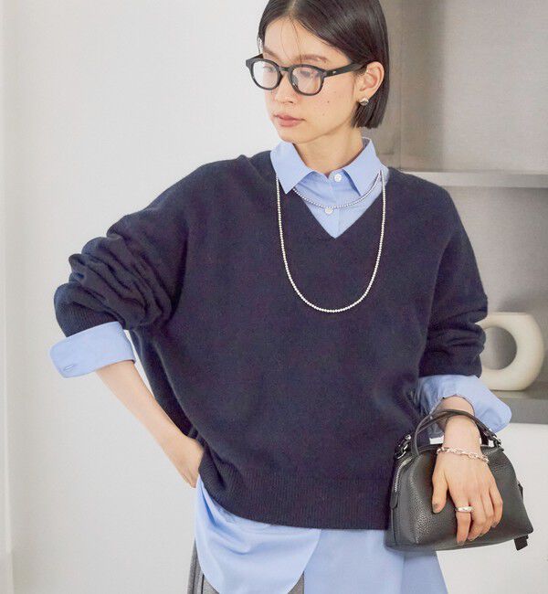 SHIPS for women「〈手洗い可能〉ウール カシミヤ V ネック プルオーバー」|ニット・セーター|ネイビー