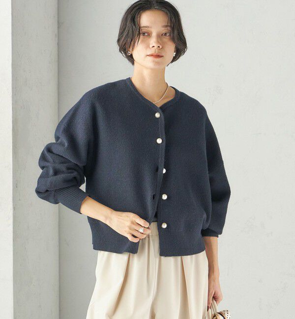 SHIPS for women「《一部追加予約》強縮 ウール パールモチーフ ニット ジャケット」|カーディガン|