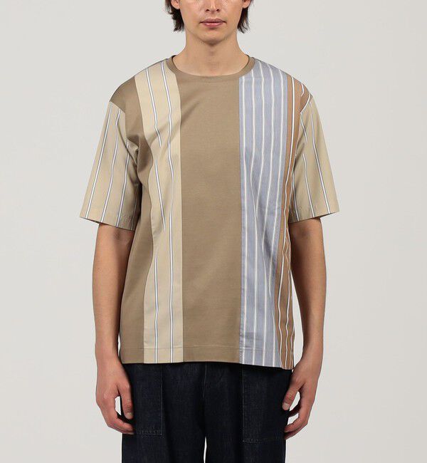 TOMORROWLAND MENS「コットン ストライプ デザインTシャツ」|Tシャツ・カットソー|