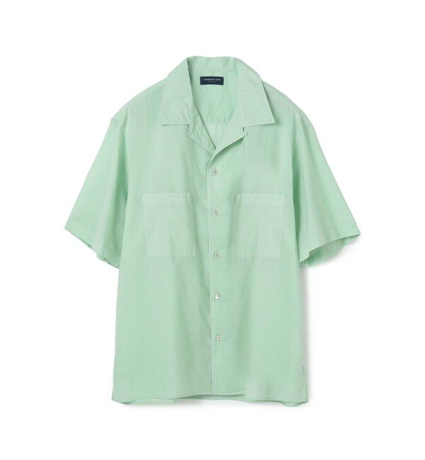 TOMORROWLAND MENS「コットンローン製品染め ダブルポケット半袖オープンカラーシャツ」|シャツ・ブラウス|53 ライトグリーン