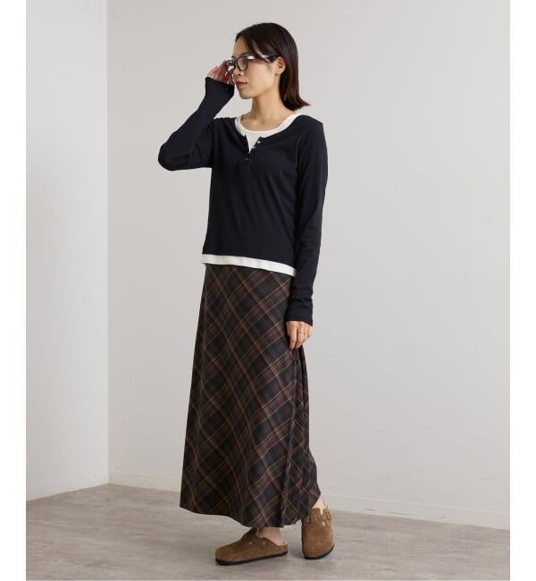 U by SPICK&SPAN「トロチェックセミフレアスカート」|スカート|