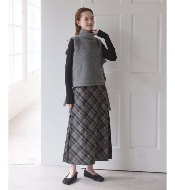 U by SPICK&SPAN「トロチェックセミフレアスカート」|スカート|