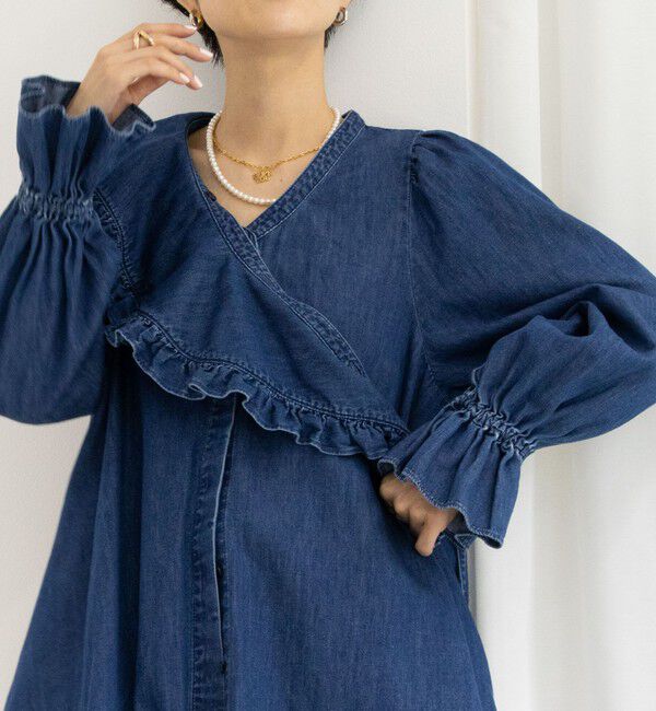 Rie Miller「【RM denim】ビッグカラー2WAYデニムブラウス」|シャツ・ブラウス|