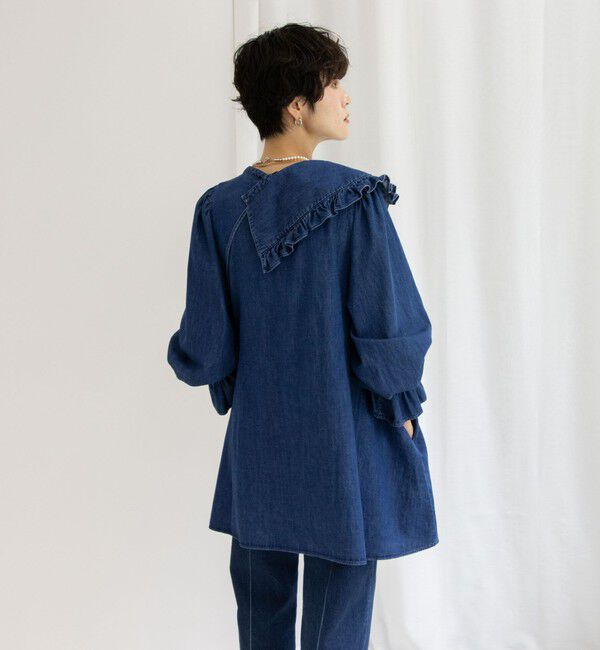 Rie Miller「【RM denim】ビッグカラー2WAYデニムブラウス」|シャツ・ブラウス|